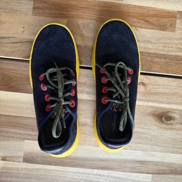 Allbirds Tree Runners Heathered Black Sunny Gold Sole W10 - Picture 2 of 7